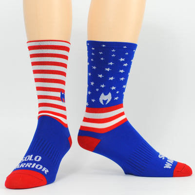 "USA" red , white, and blue  6" Men's & Women's cycling socks with compression